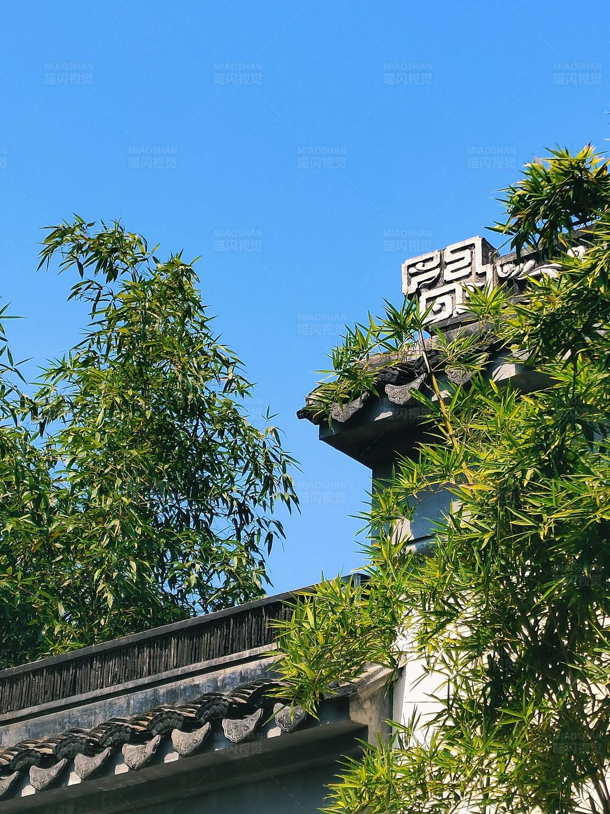 竹影婆娑古建筑图片