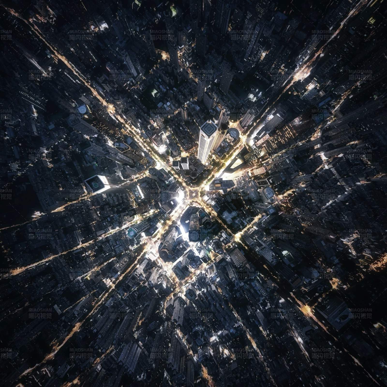 夜空下的城市网格图片