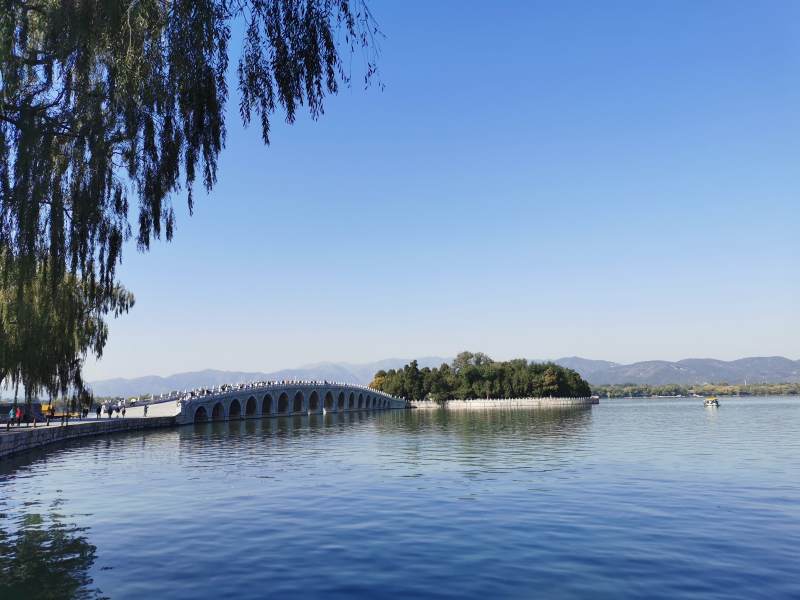 昆明湖上的十七孔桥图片