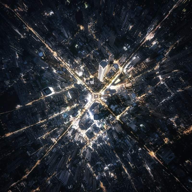 夜空下的城市网格图片