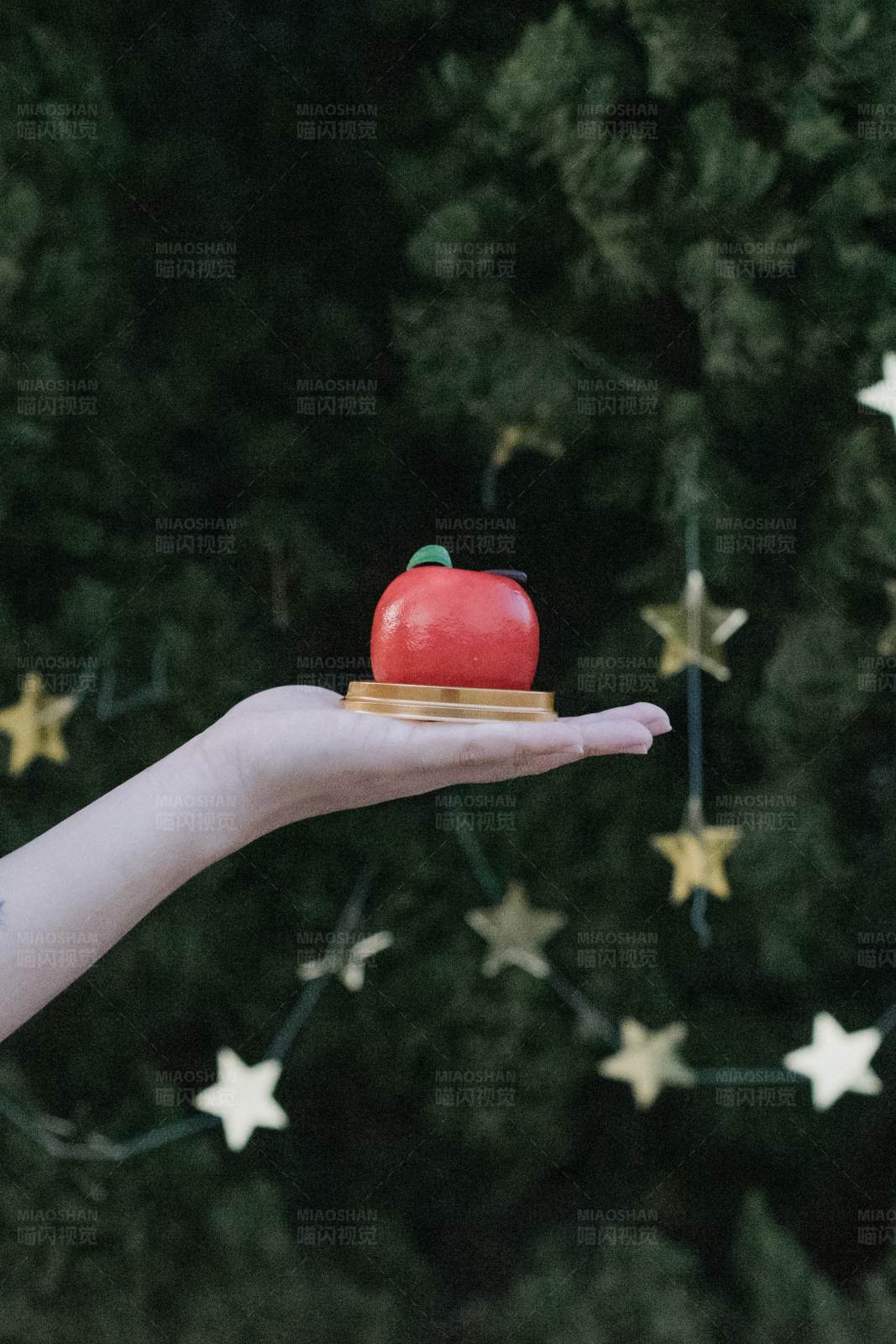手捧苹果 星光点缀图片