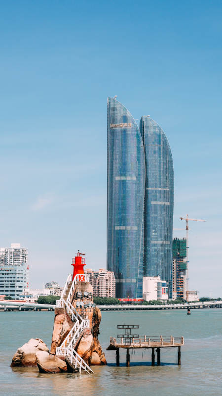 厦门双子塔与灯塔图片
