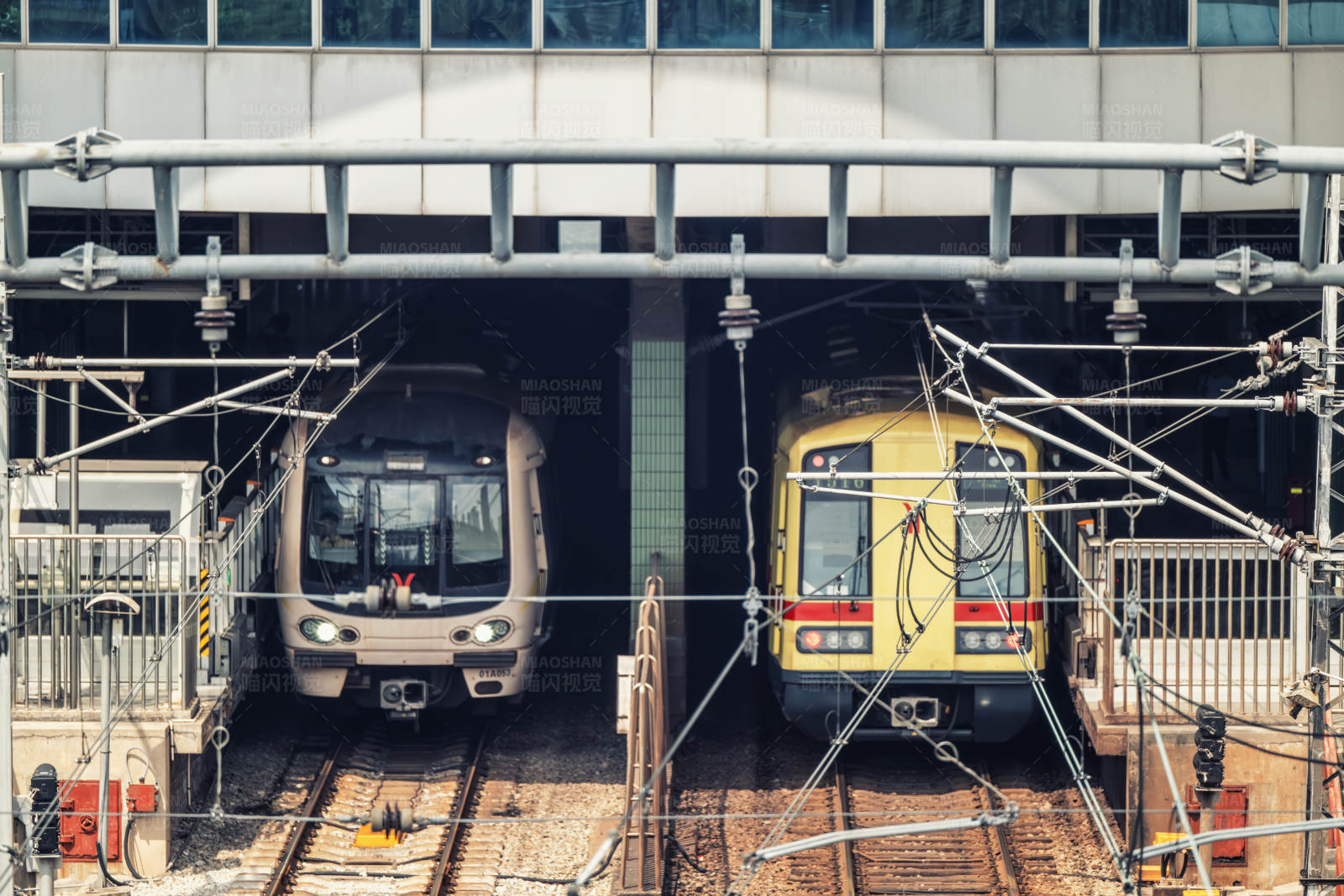 双车交汇 铁路繁忙图片