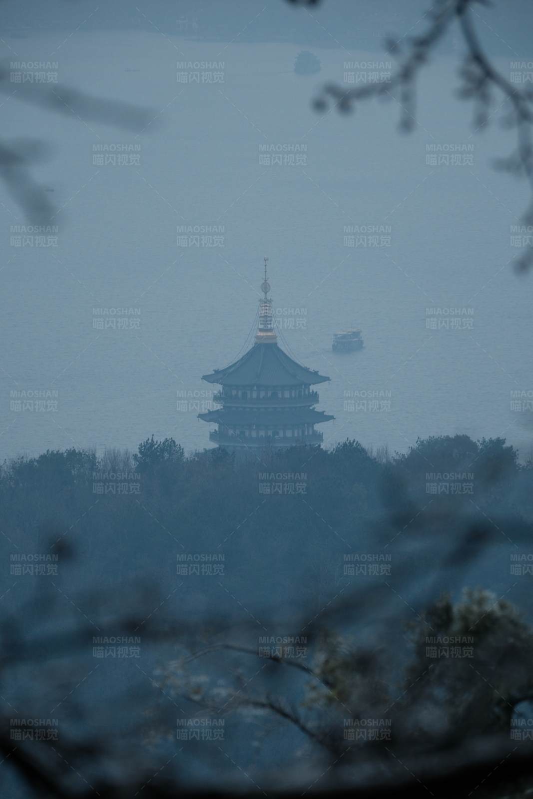 雾中雷峰塔图片
