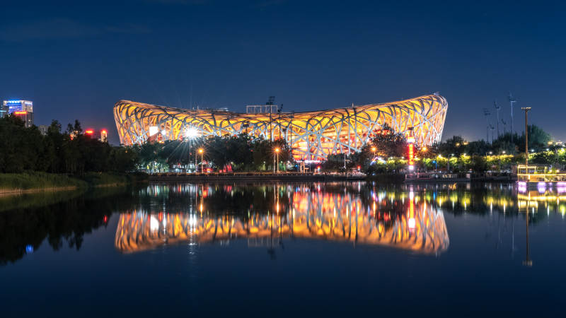 鸟巢夜景图片