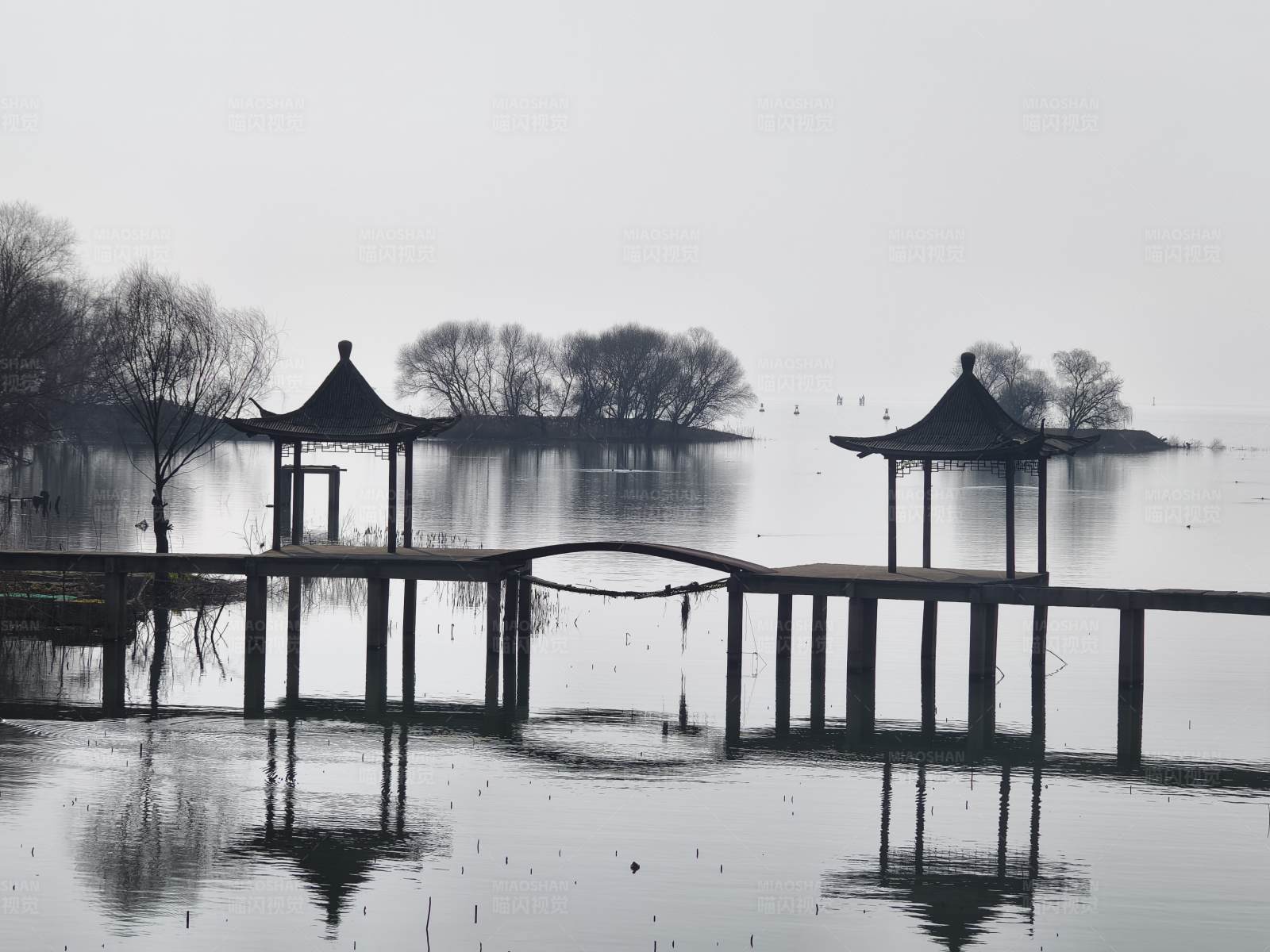湖中亭影图片