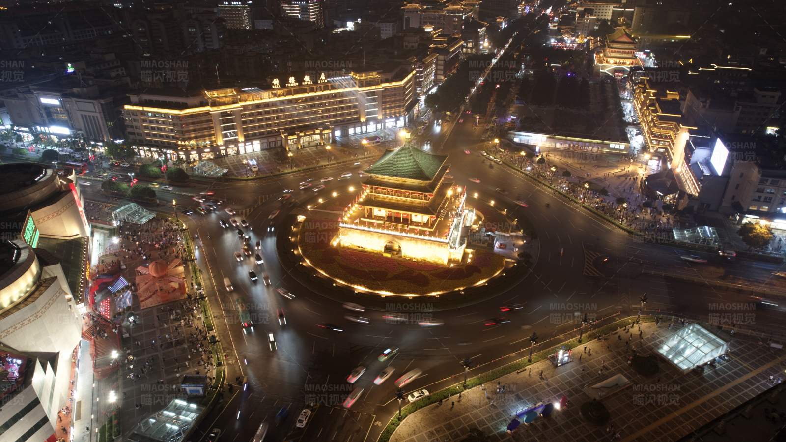 西安钟楼夜景图片