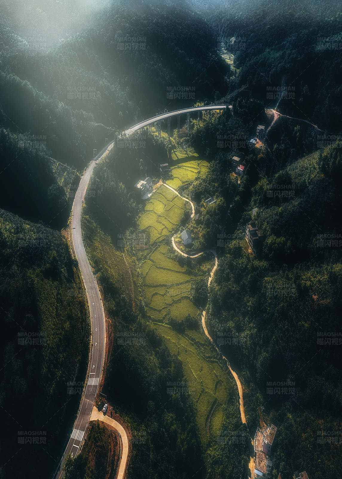 山谷公路与梯田图片