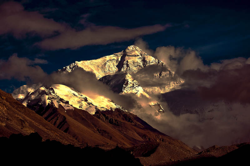 珠穆朗玛峰日落图片