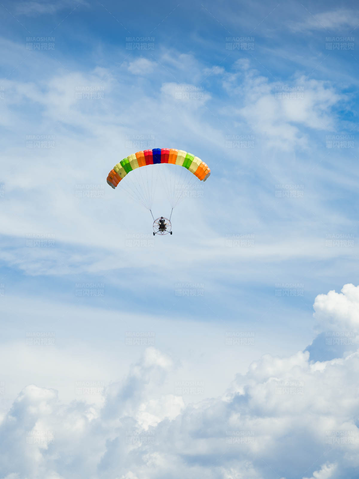 彩虹滑翔伞翱翔天际图片