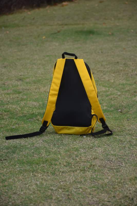 草地上的黄黑背包图片