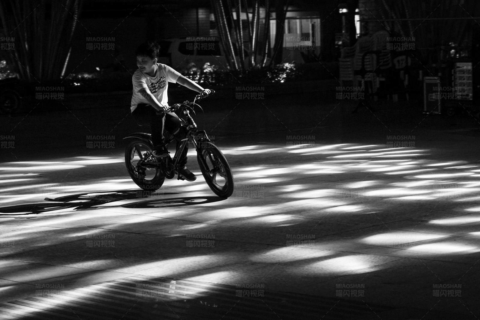 光影中的骑行者图片
