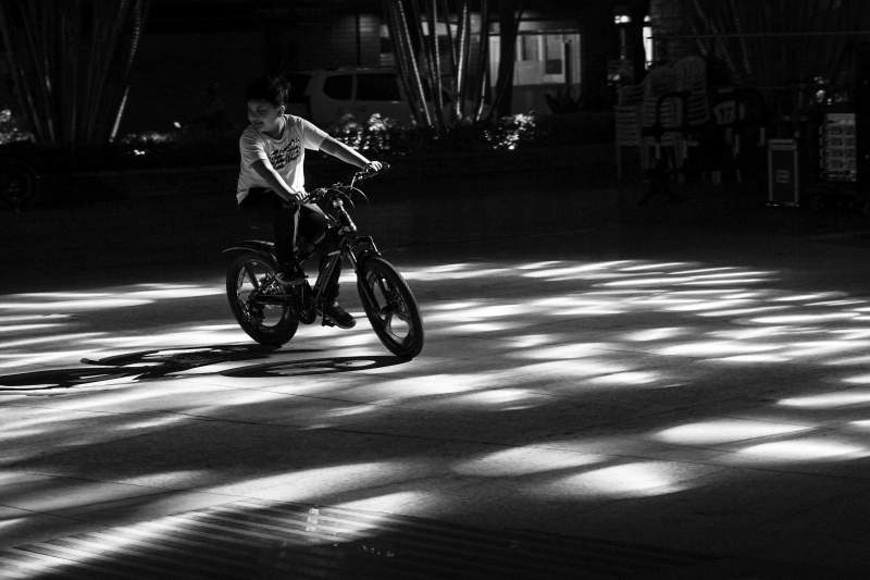 光影中的骑行者图片