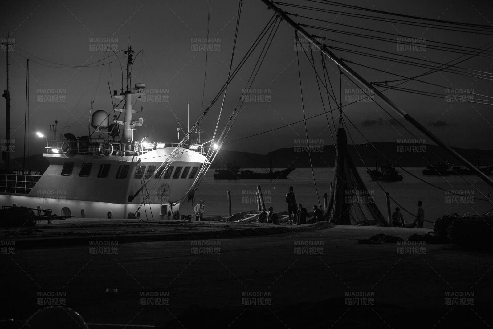 夜幕下的码头图片