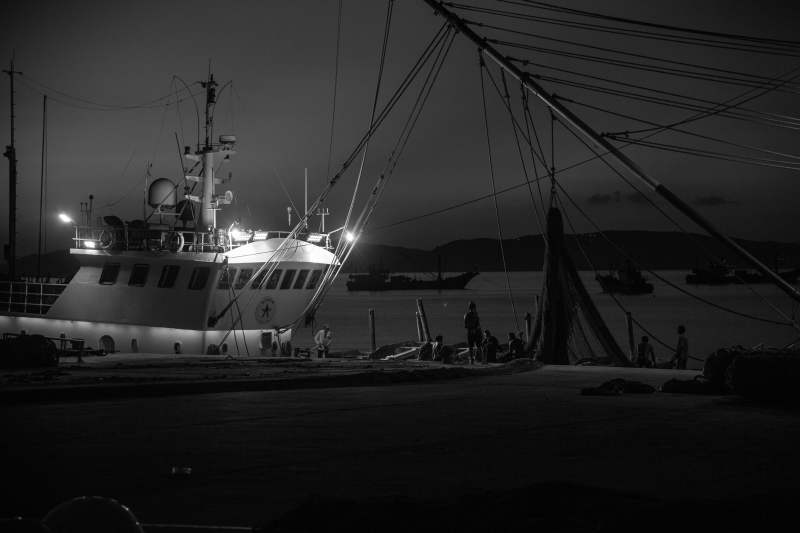 夜幕下的码头图片