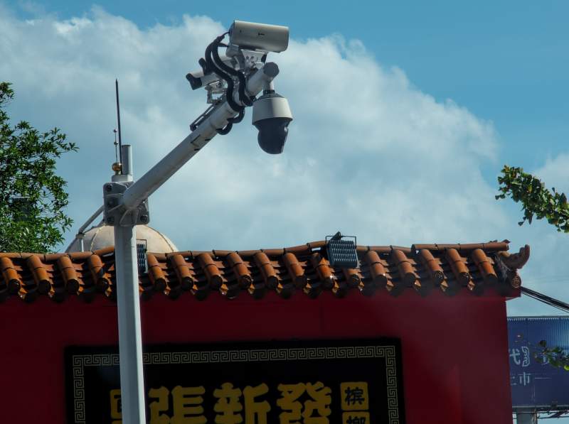 监控摄像头与传统建筑图片