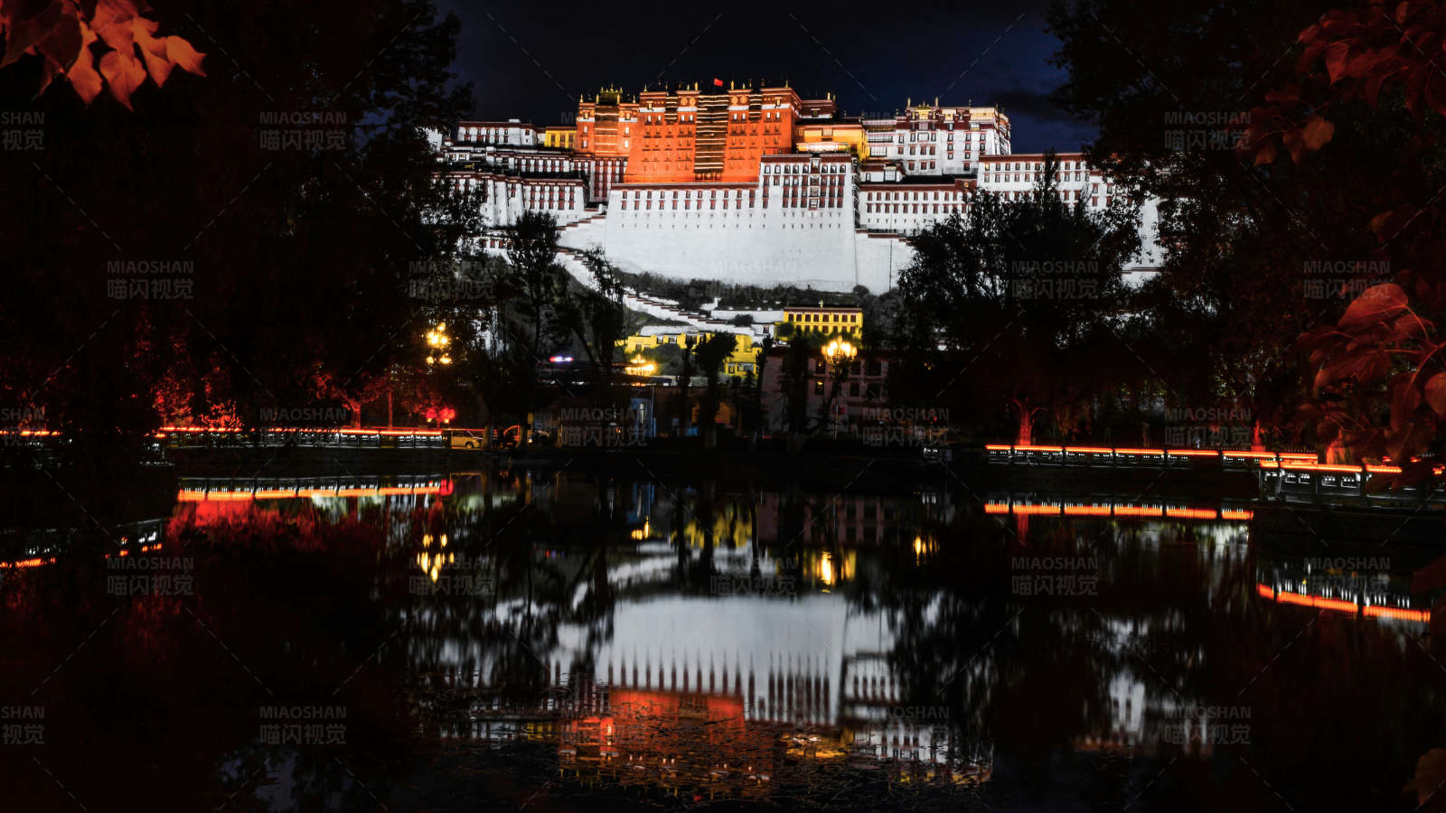 布达拉宫夜景图片