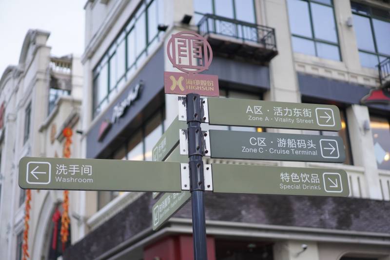 城市街道指示牌特写图片