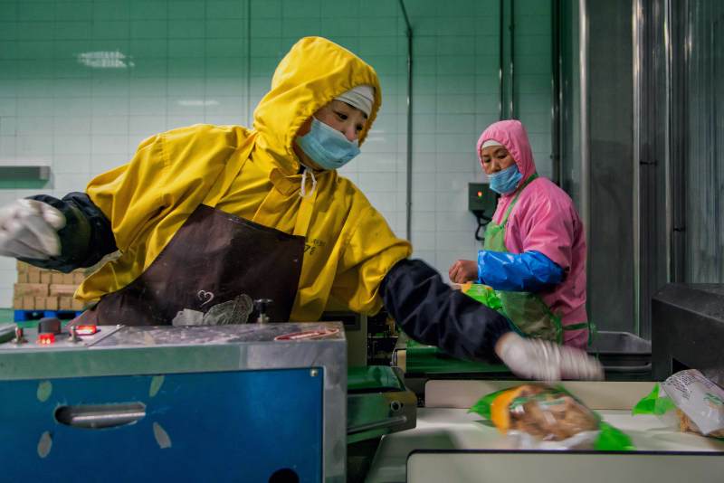 工厂内的食品包装工作图片