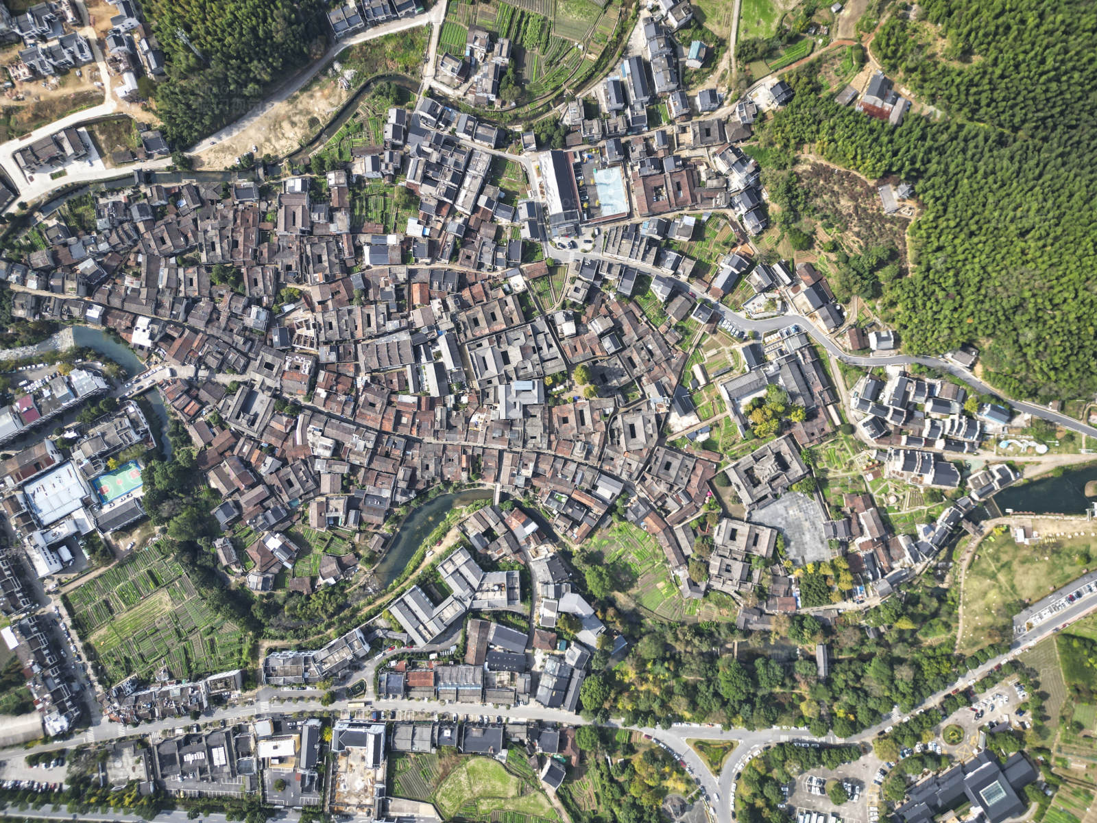 俯瞰古镇全貌图片