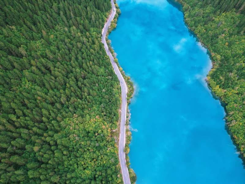 森林湖畔公路图片