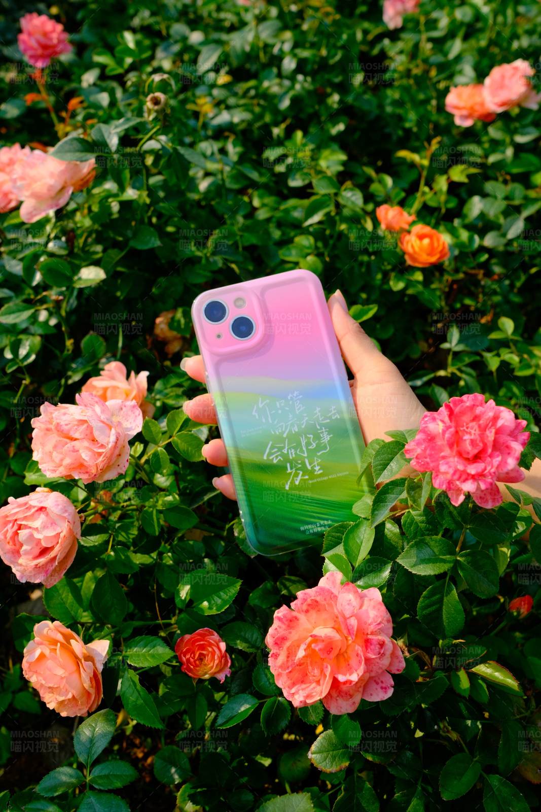 彩虹手机壳与玫瑰花图片