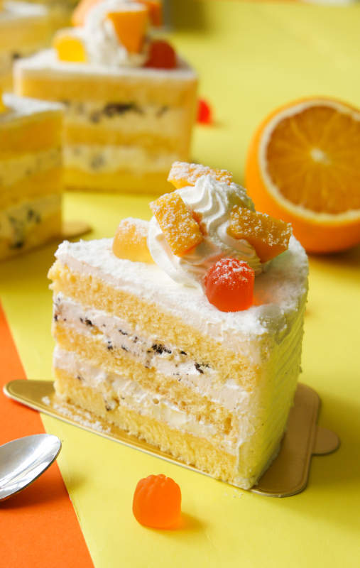 橙味奶油蛋糕片图片