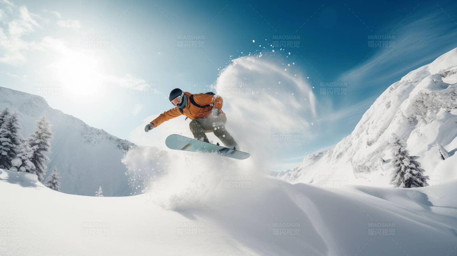 雪地飞驰的滑雪者图片