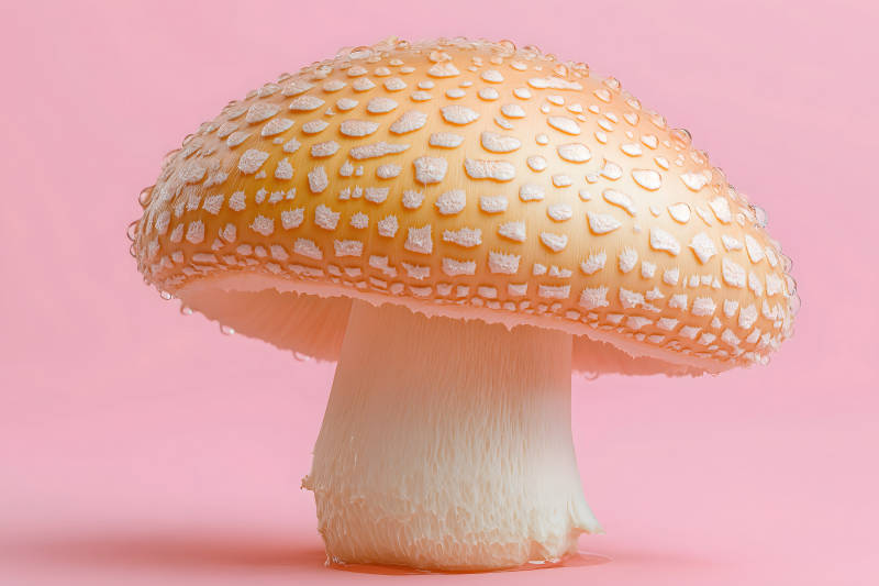 粉红背景上的蘑菇图片