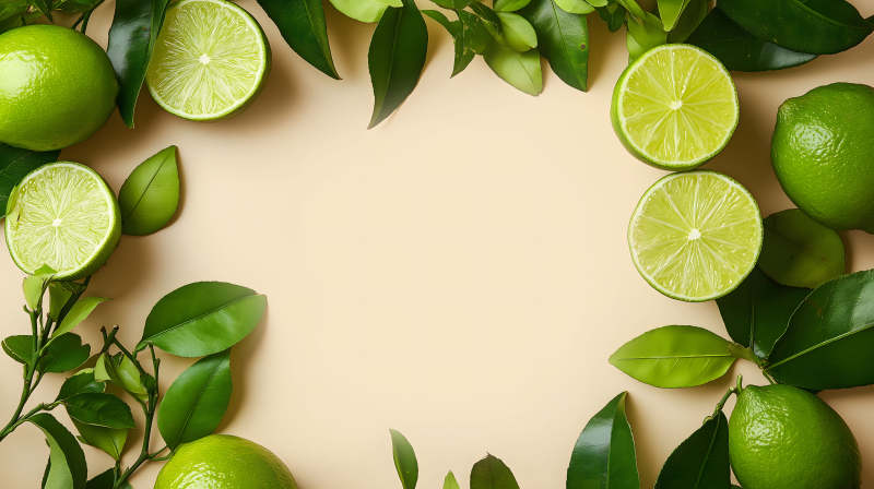 青柠与绿叶的框架图片