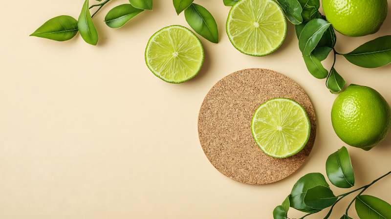 青柠与绿叶的清新组合图片