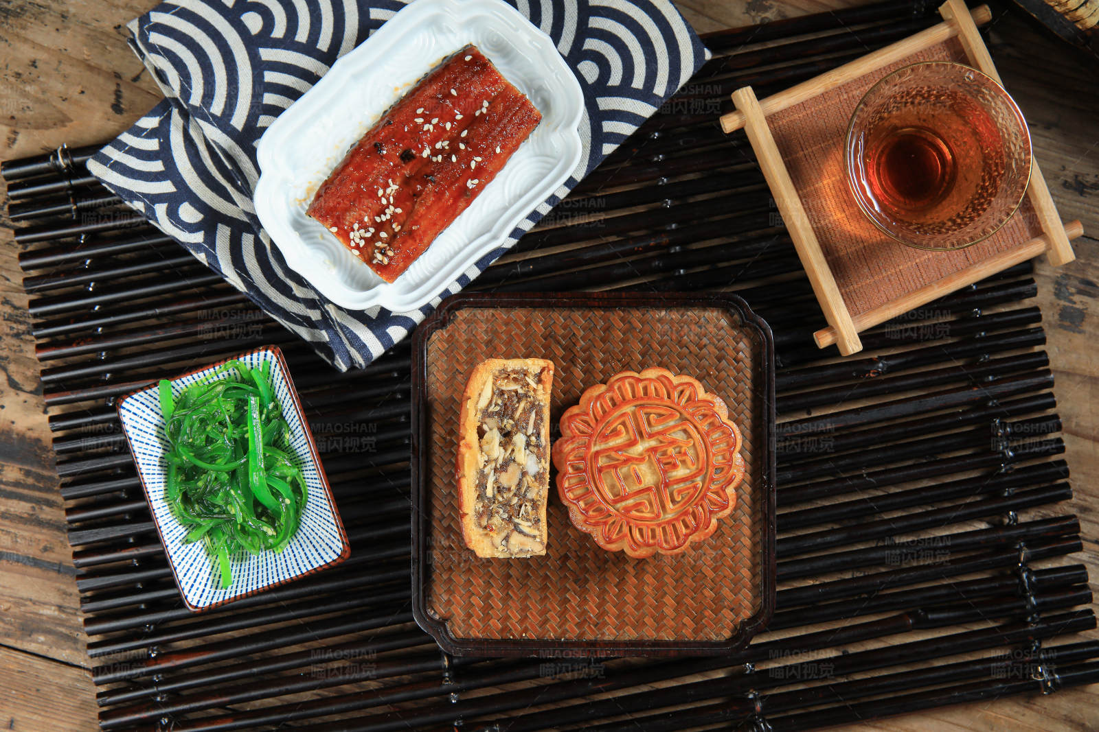 中秋美食与茶图片