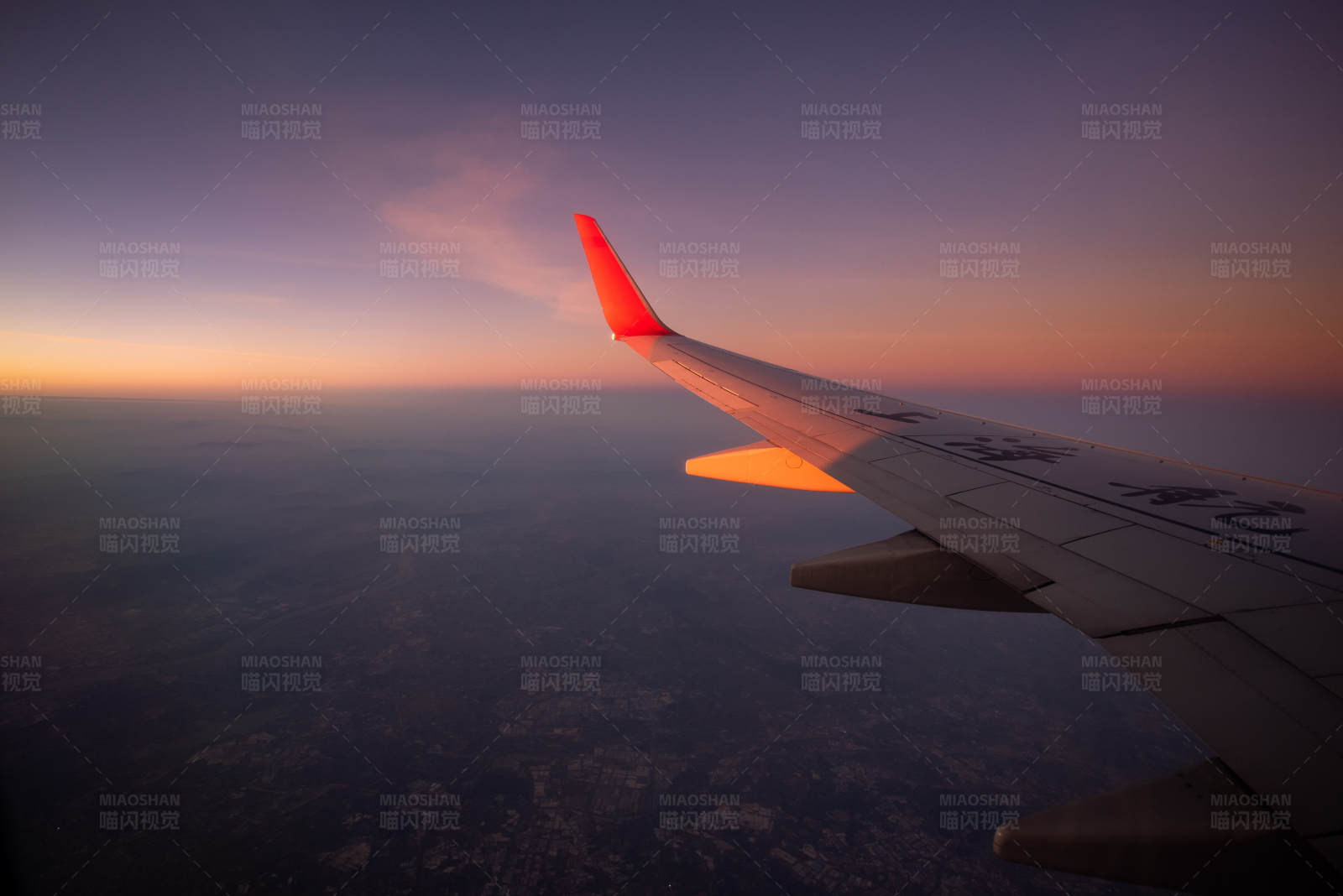 夕阳下的飞行图片