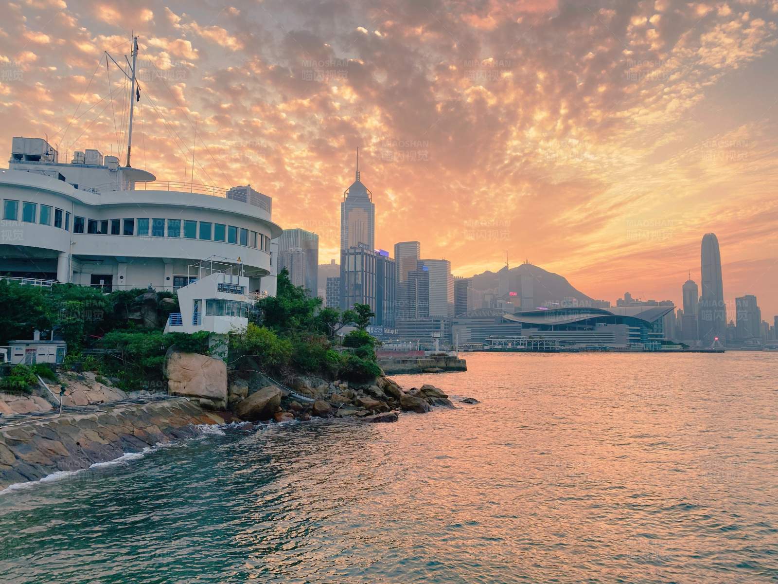 香港维港日落美景图片