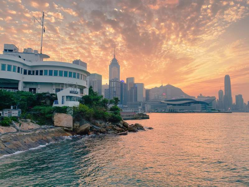 香港维港日落美景图片