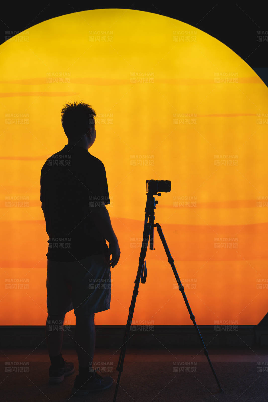 夕阳下的摄影师图片