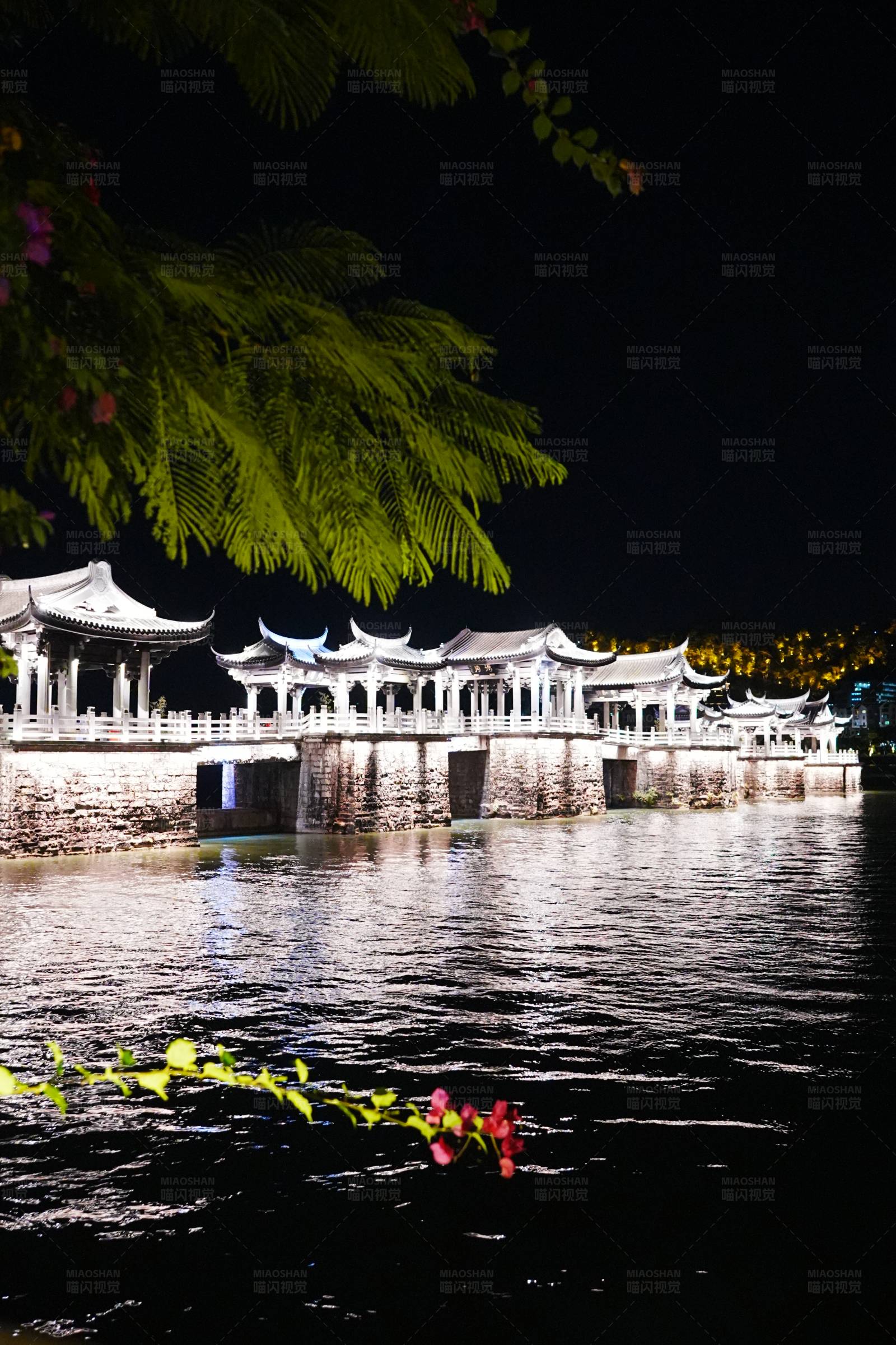 夜色中的古桥图片