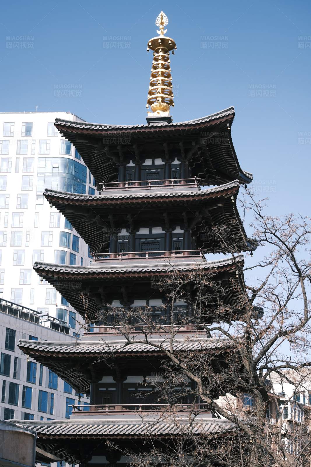 城市中的古塔建筑图片