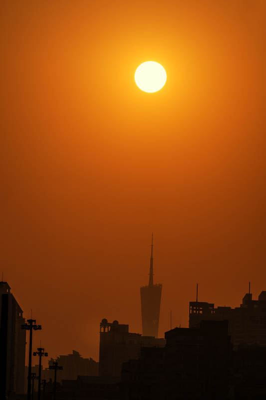 日落城市剪影图片