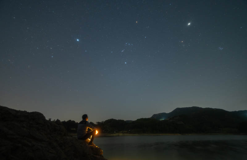 夜空下的孤独旅人图片