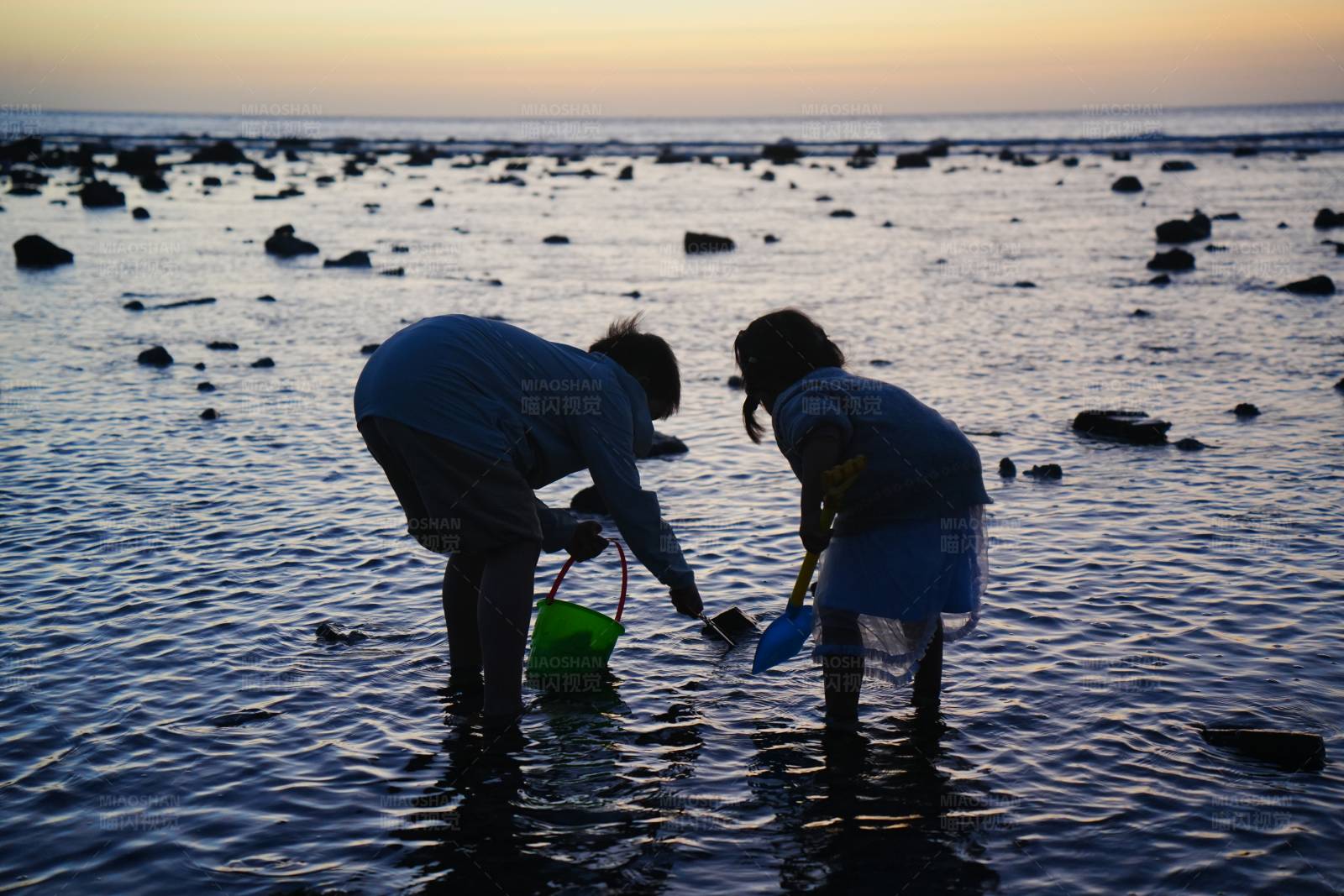 海边拾贝的童年图片