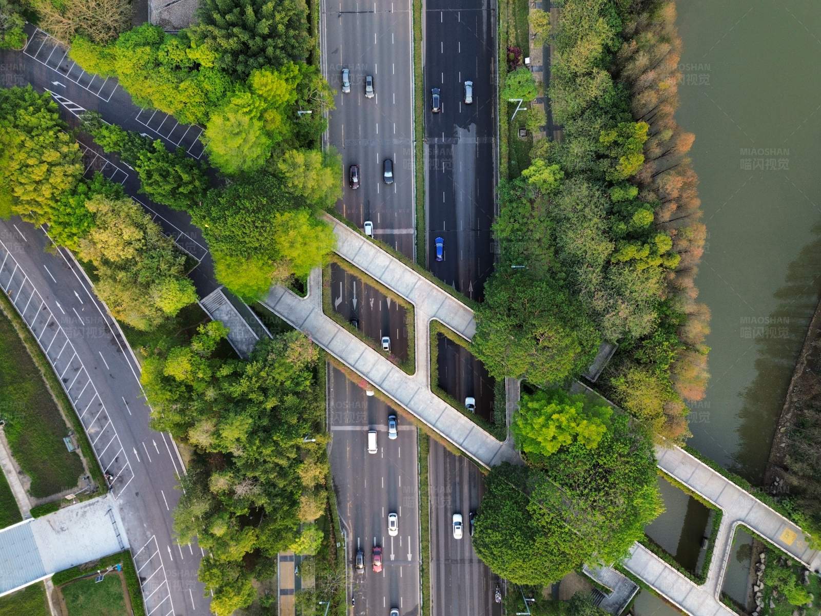 城市绿肺 交通动脉图片
