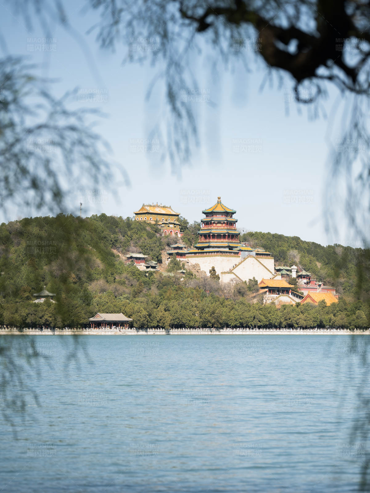 颐和园湖畔美景图片