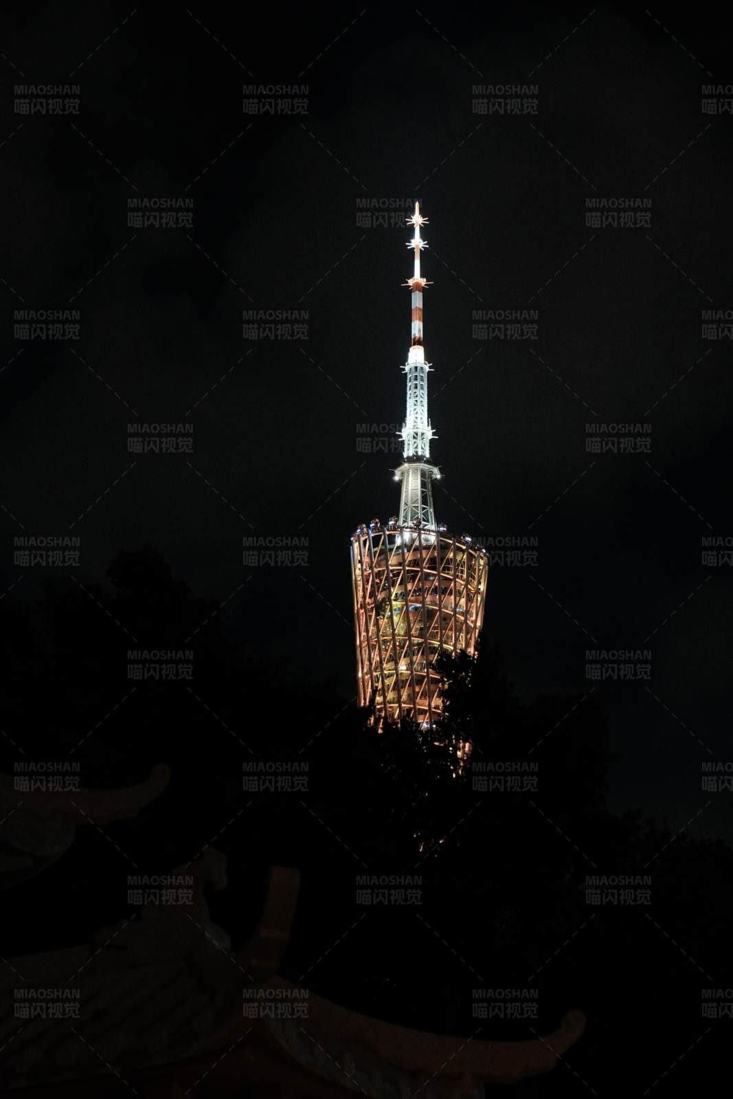 夜色中的璀璨塔尖图片