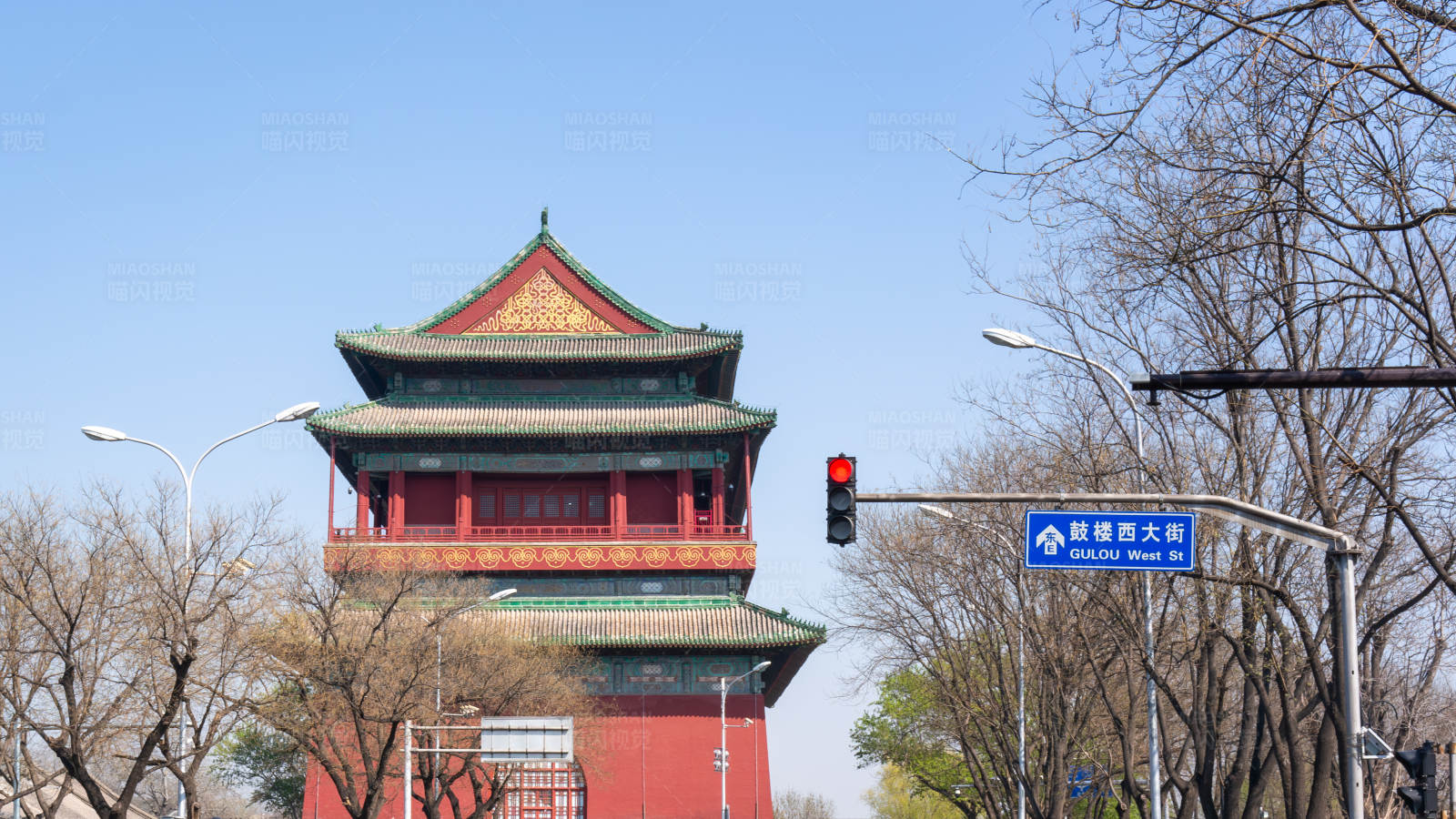 北京鼓楼红绿灯图片