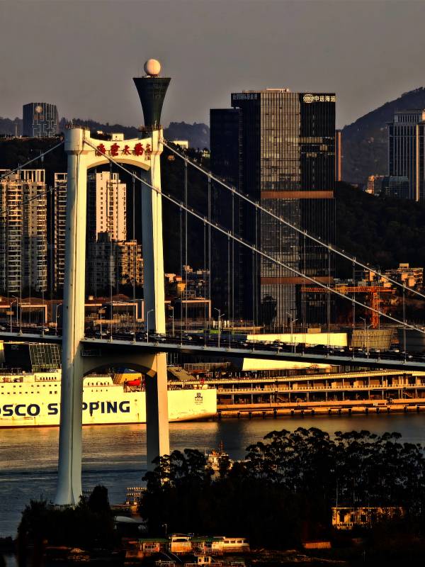 夕阳下的厦门海沧大桥图片