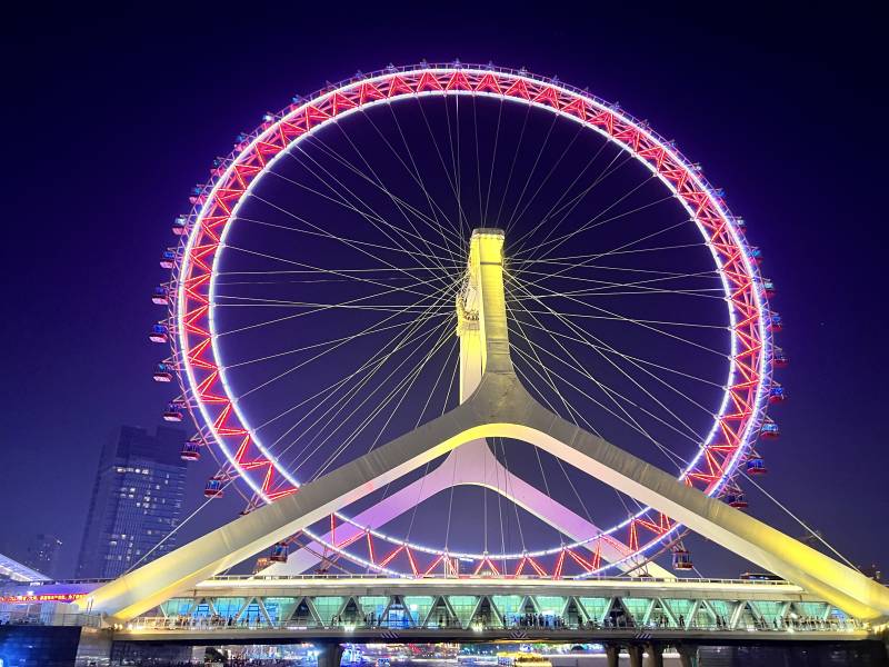 夜色天津之眼 摩天轮图片