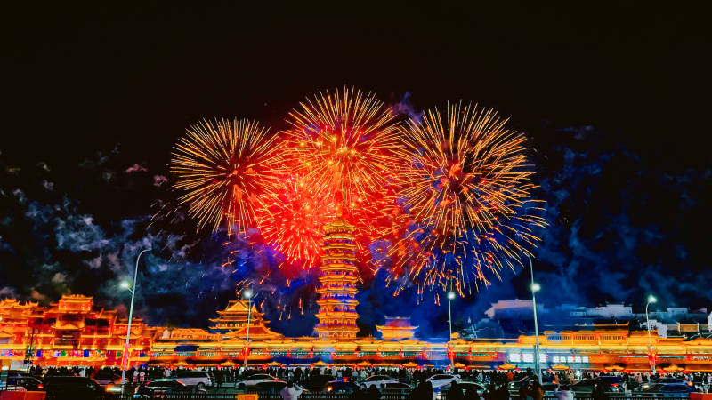 太湖龙之梦烟花秀图片