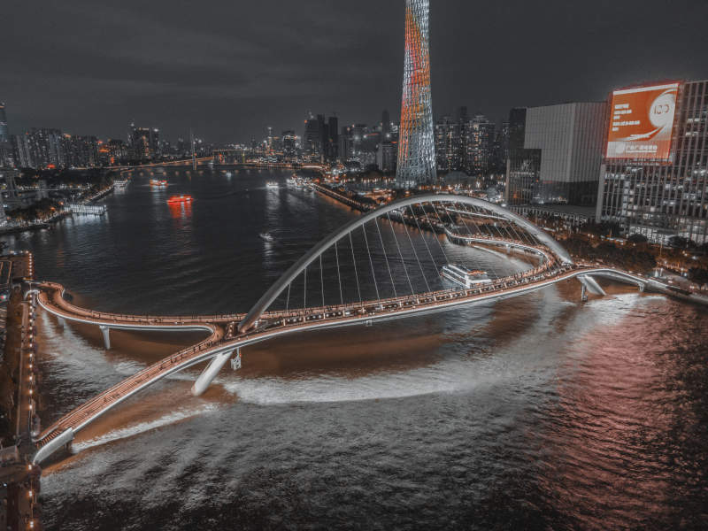 广州海心桥夜景图片
