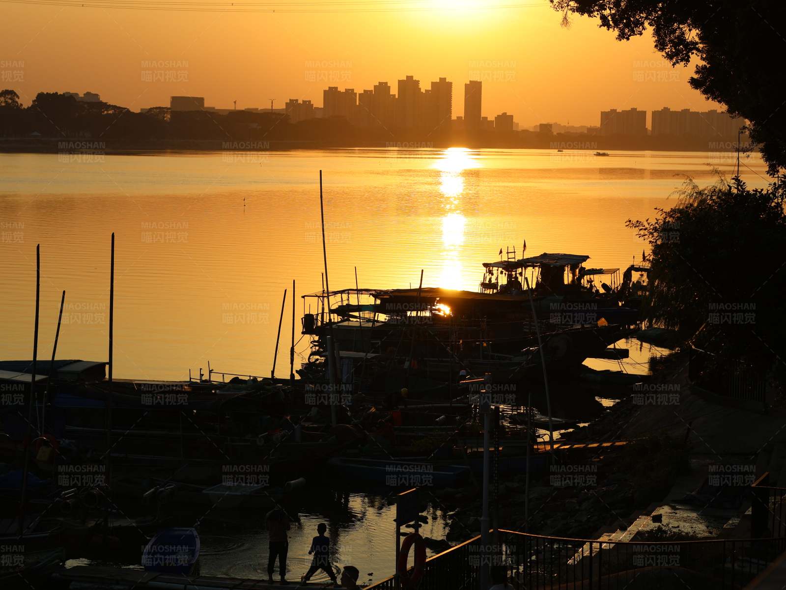 夕阳下的码头图片